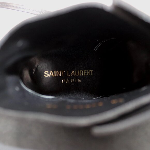 YSL Saint Laurent NEW 38 Black Suede Ankle Wrap Stiletto Bootie - Picture 14 of 15